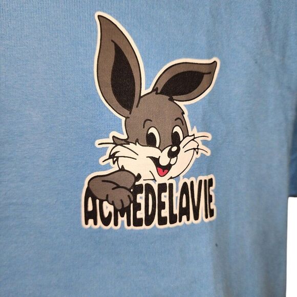 ADLV Acme De La Vie Gray Rabbit Tshirt Mens Size 1 Blue Large - Picture 3 of 8